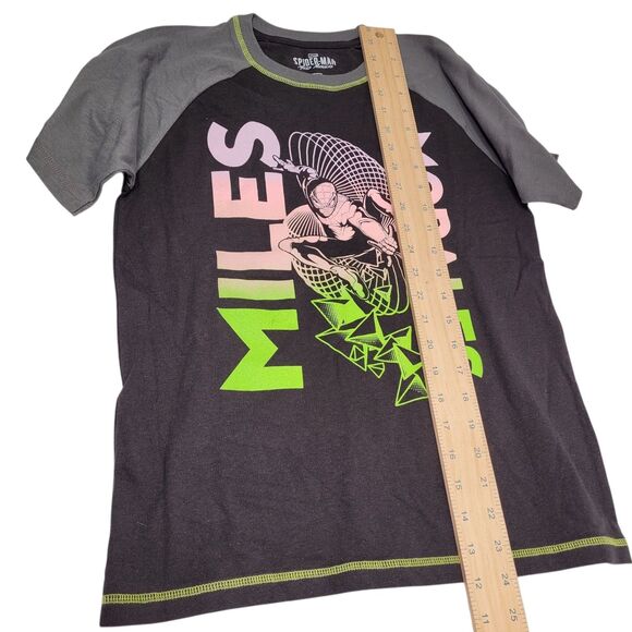 Marvel Boy Spiderman Logo Miles Morales Short Sleeves T-shirt Black/Gray Size M - Picture 7 of 7
